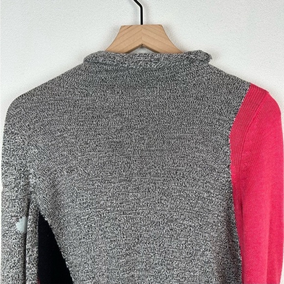 Nic + Zoe Petite Turtleneck Gray Black Pink Abstract Intarsia Sweater Small - Picture 8 of 11